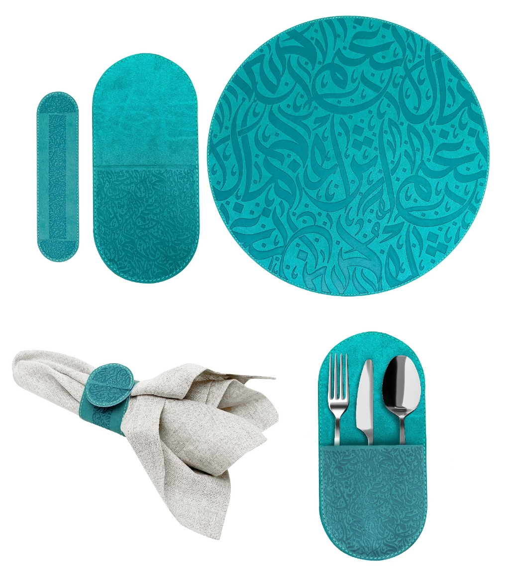 Picture of Nagham Leather Set of 6 Turquoise