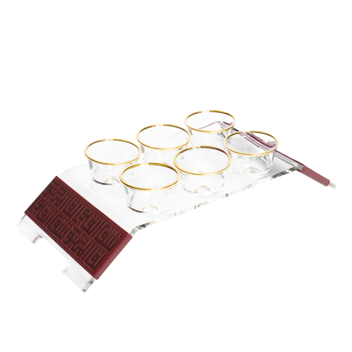 Picture of Shafa Leather/Acrylic Gahwa Set Maroon